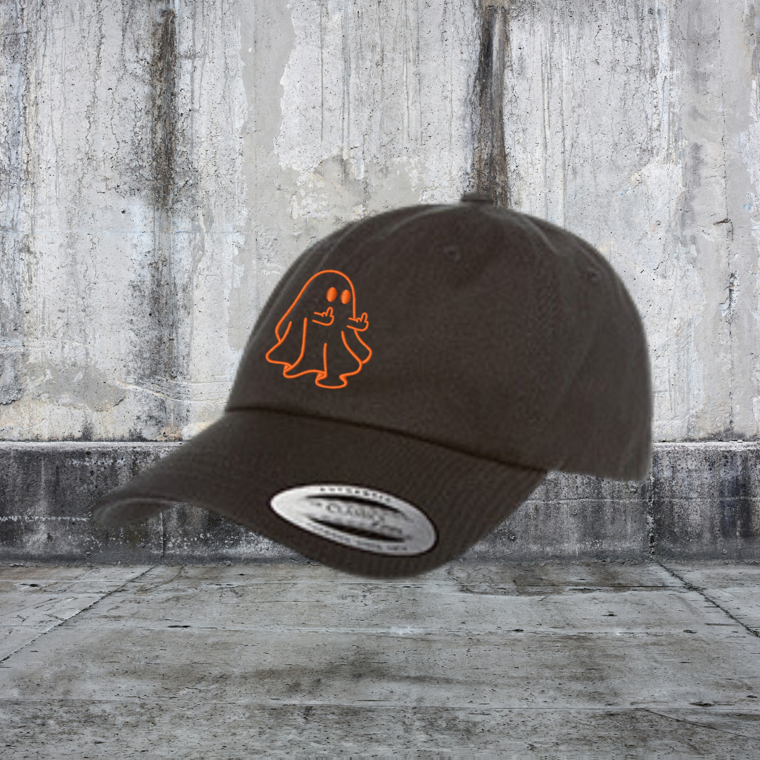 Ghost Middle Finger Embroidered Dad Hat