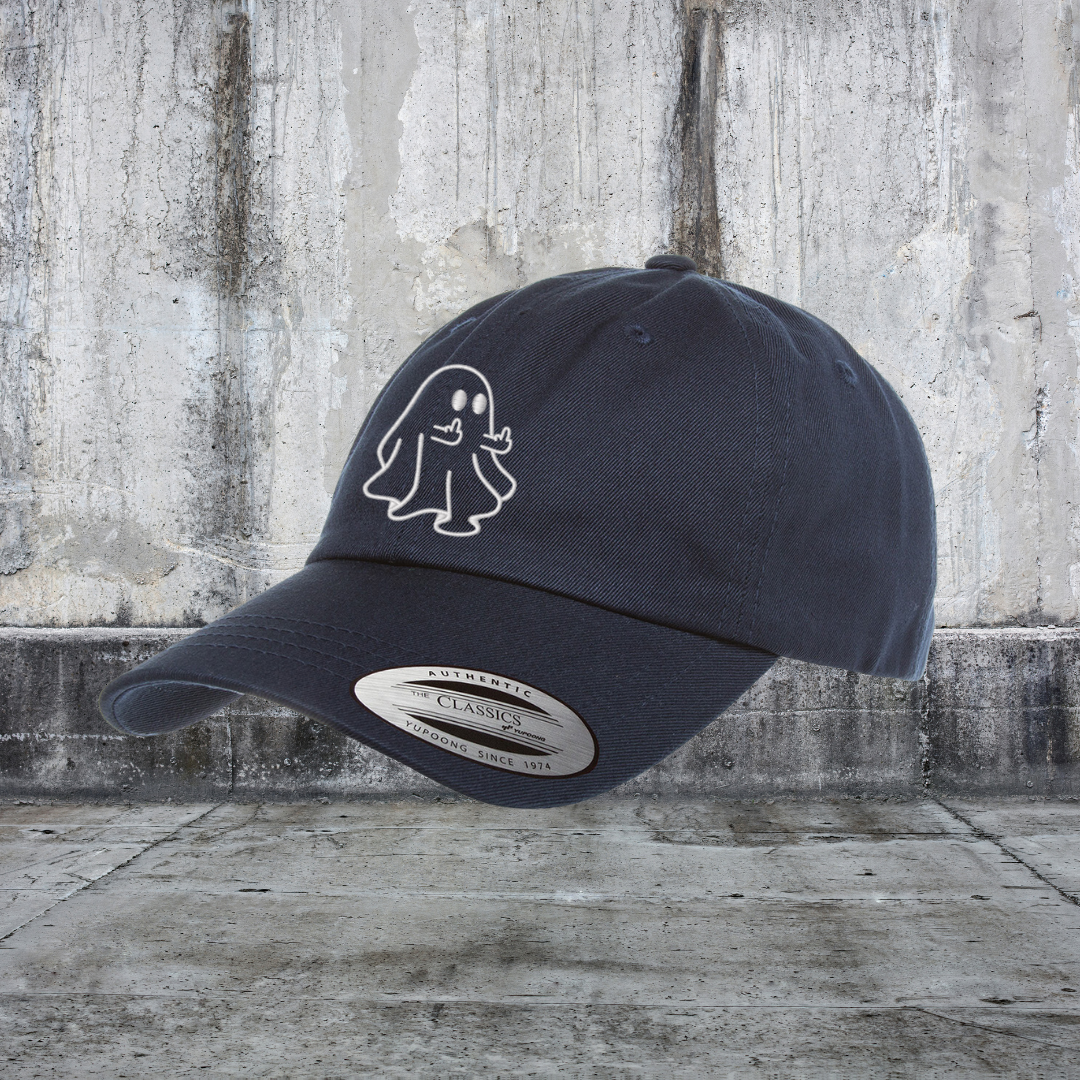 Ghost Middle Finger Embroidered Dad Hat