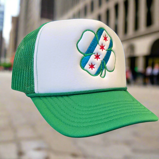 CHICAGO FLAG SHAMROCK FOAM SNAPBACK TRUCKER HAT