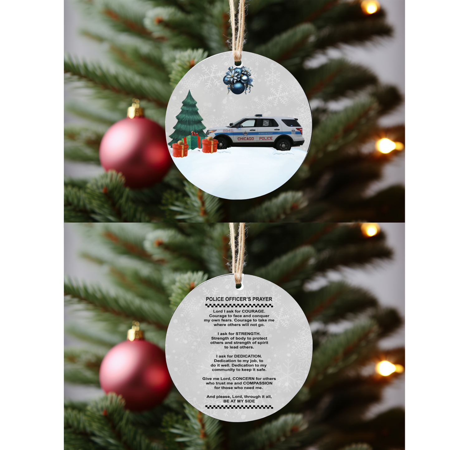 CHICAGO POLICE, POLICE PRAYER CHRISTMAS ORNAMENT