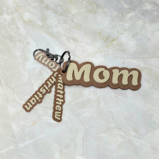Personalized MOM Keychain 3D Printed
