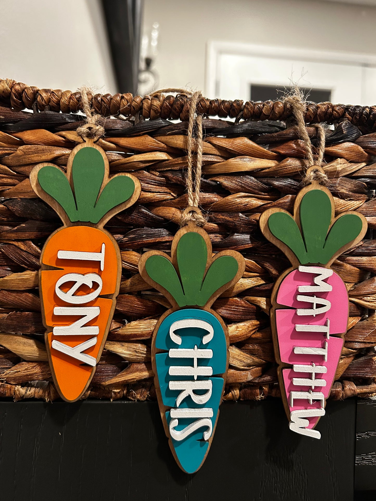 PERSONALIZED EASTER BASKET CARROT NAME TAG