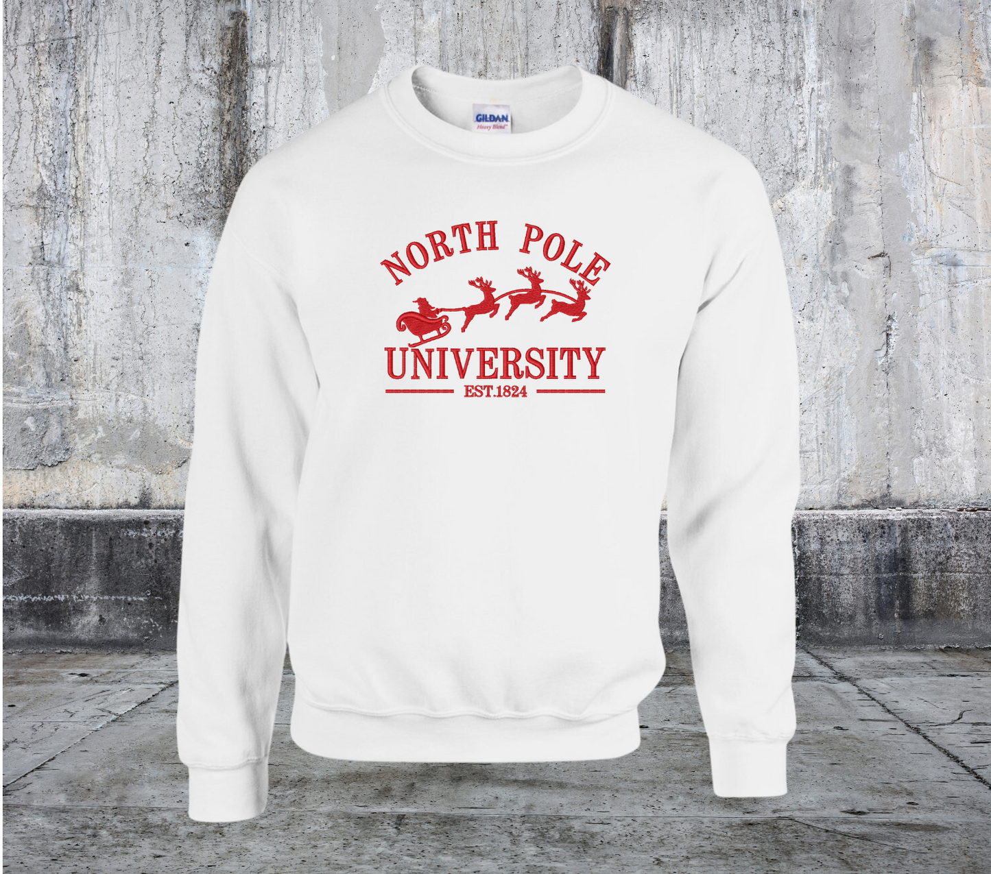 North Pole University Embroidered Crewneck Sweater