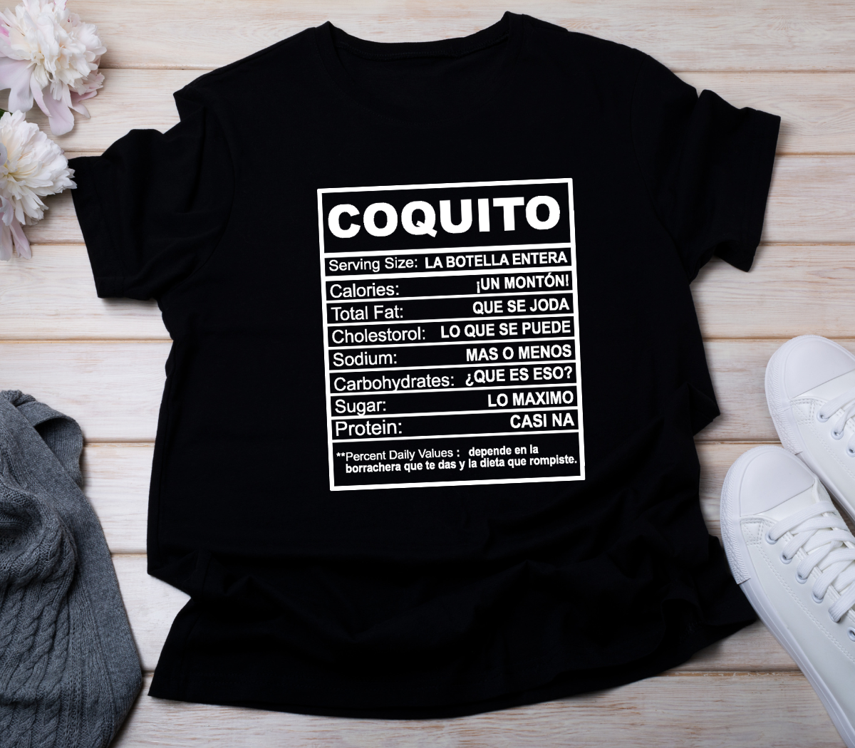 Coquito Funny Nutrition Label Shirt