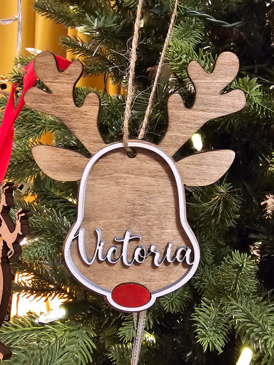 REINDEER CUSTOM NAME ORNAMENT