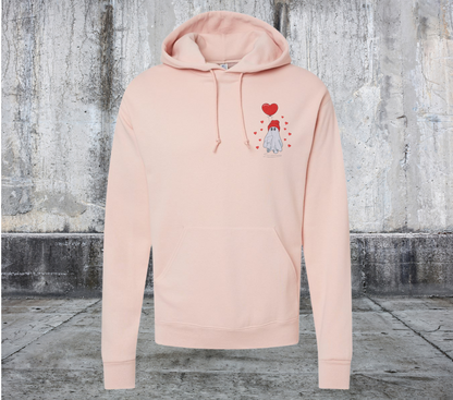 BEANIE GHOST HOLDING HEART BALLoON VALENTINES EMBROIDERED SWEATER