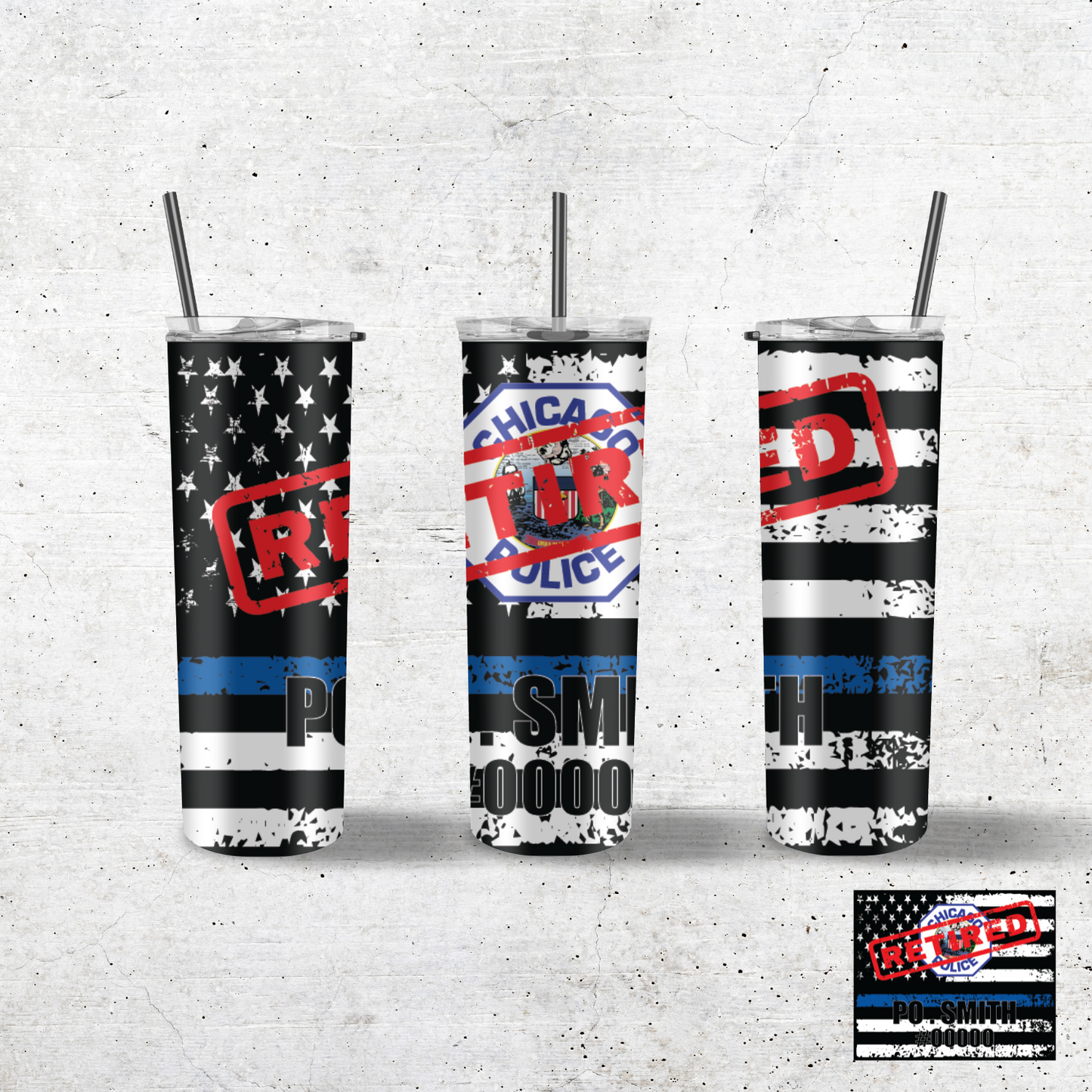 RETIRED CHICAGO POLICE OFFICER 20OZ TUMBLER