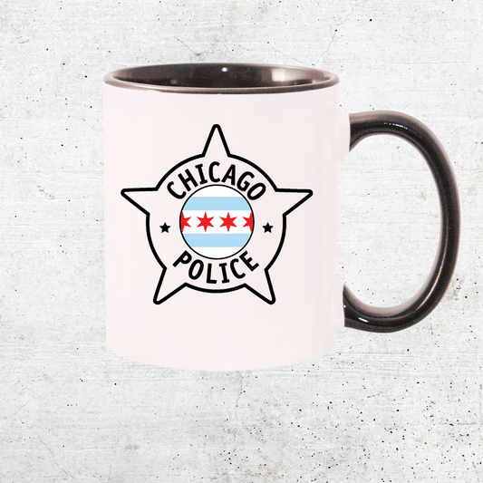 CHICAGO POLICE STAR W/CHICAGO FLAG COFFEE MUG