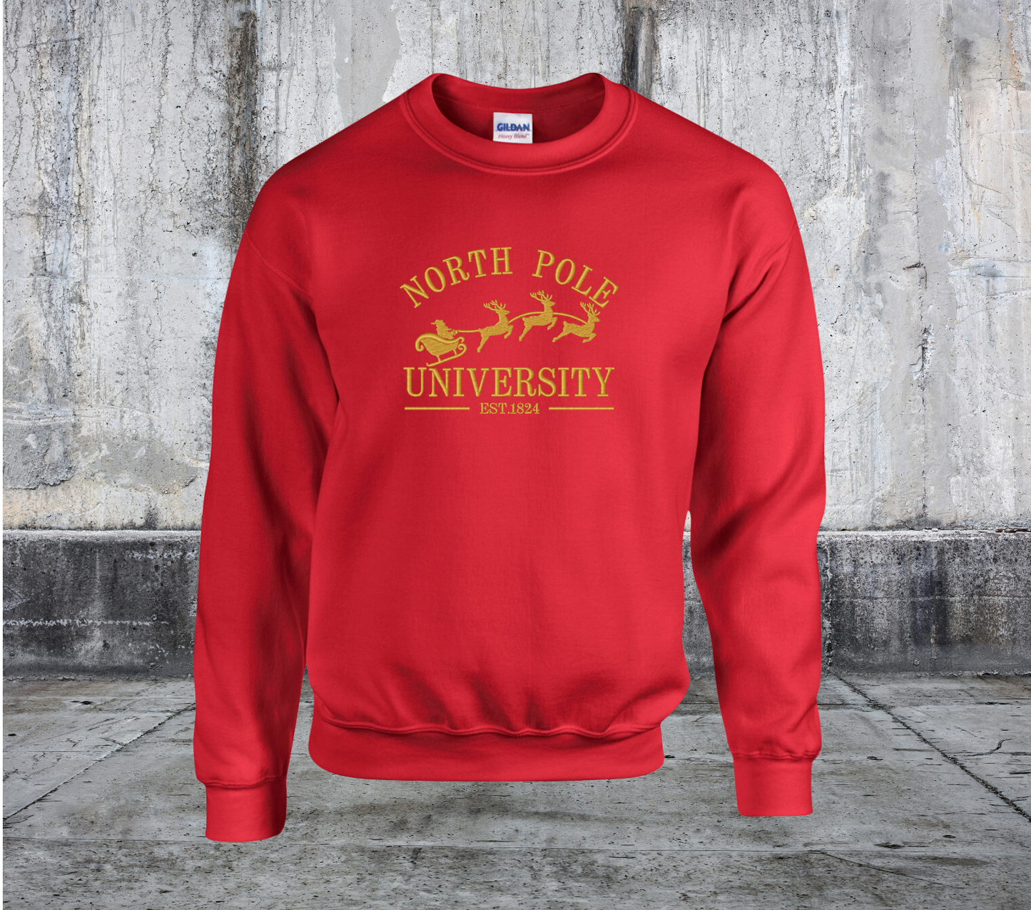 North Pole University Embroidered Crewneck Sweater