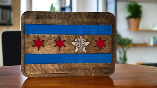 Chicago Wooden/Acrylic Flag with Chicago Police Star