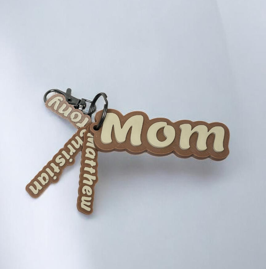 Personalized MOM Keychain 3D Printed