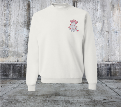 COWBOY HAT GHOST VALENTINES EMBROIDERED SWEATER