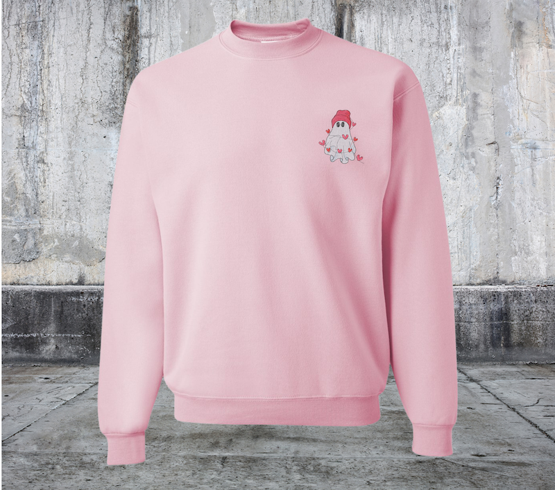 BEANIE GHOST VALENTINES EMBROIDERED SWEATER