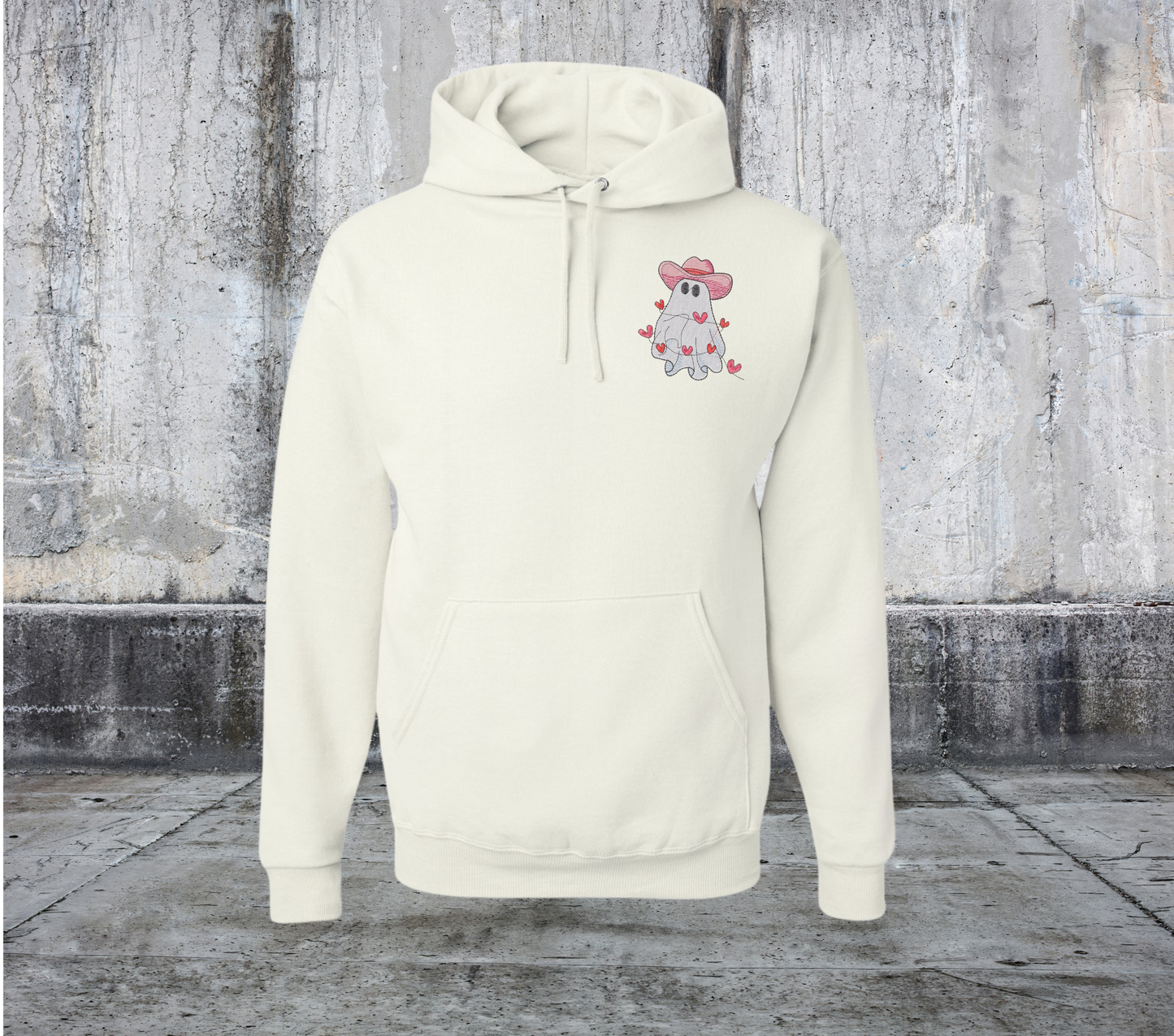 COWBOY HAT GHOST VALENTINES EMBROIDERED SWEATER