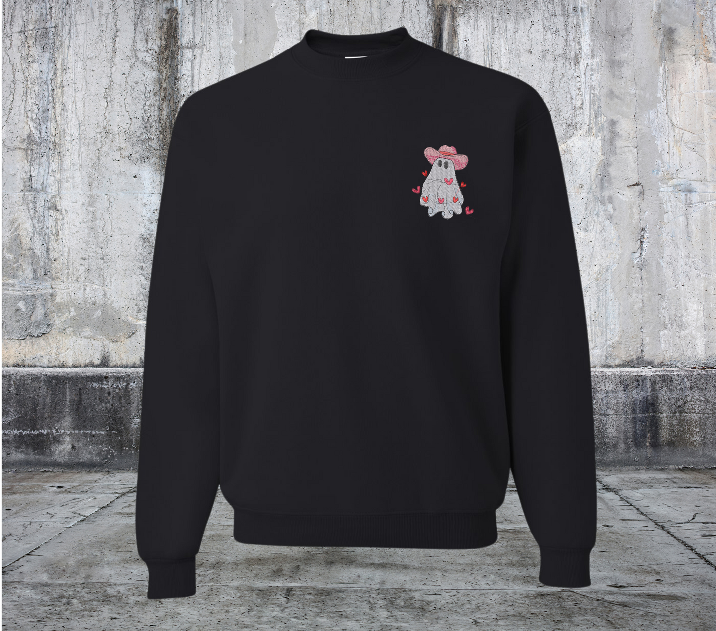 COWBOY HAT GHOST VALENTINES EMBROIDERED SWEATER