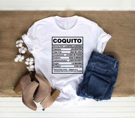 Coquito Funny Nutrition Label Shirt